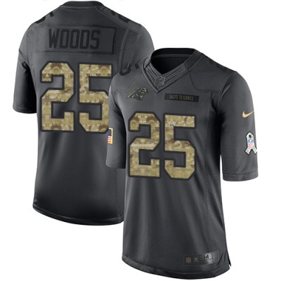 Nike Carolina Panthers #25 Xavier Woods Black Men's Stitched NFL Limited 2016 Salute to Service Jersey